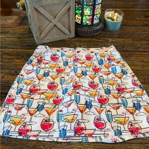 Skort Obsession M Colorful Cocktail Print Women's Skirt Skort Happy Hour